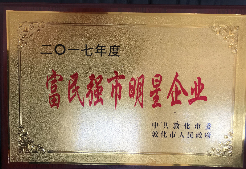 公司被評(píng)為富民強(qiáng)市明星企業(yè)。
